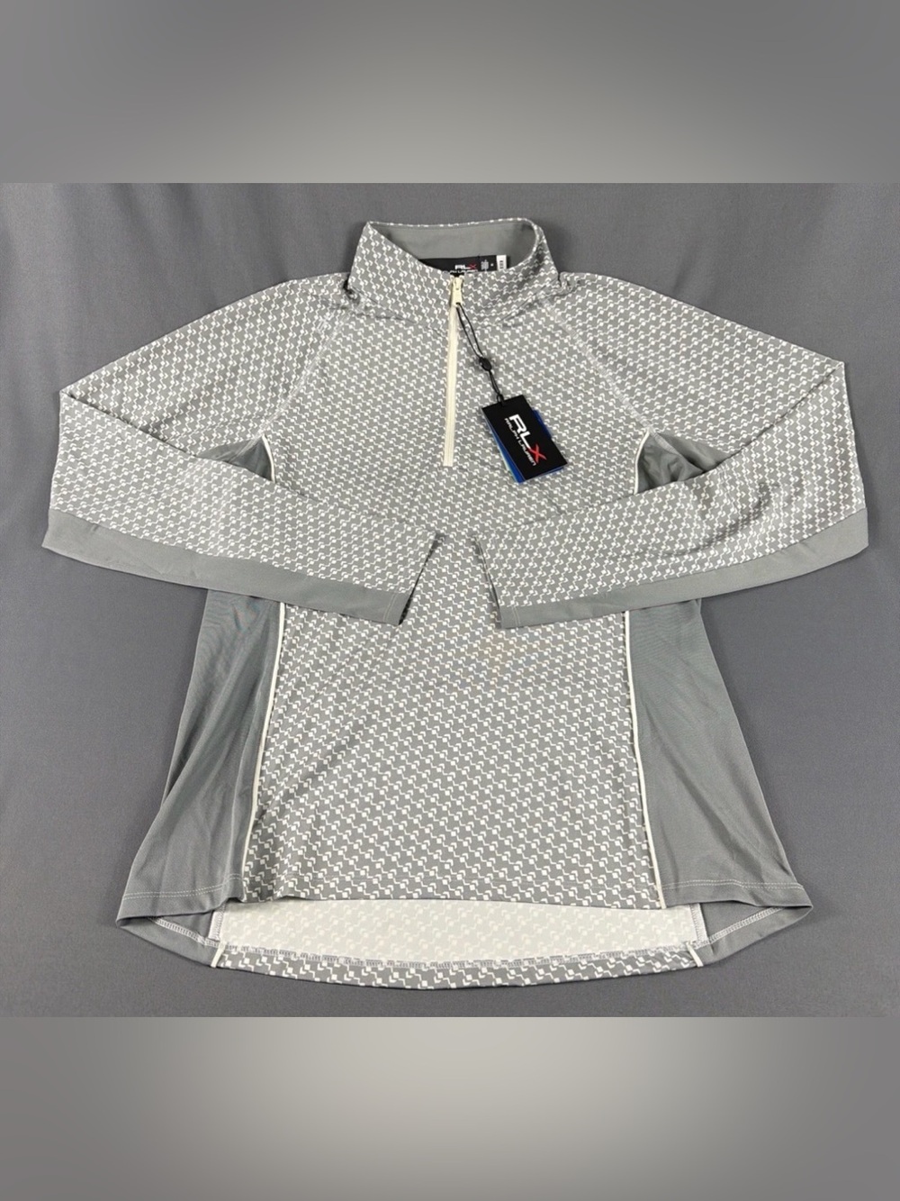RLX Ralph Lauren Womems Golf Pullover Printed 1/4 Zip Medium Gray MSRP $158